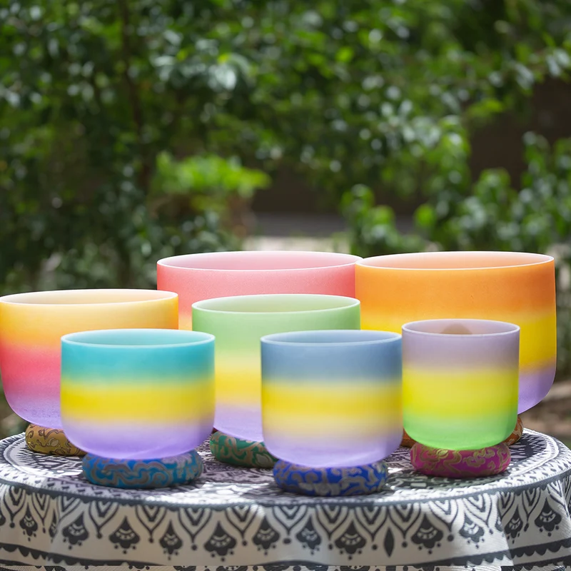 Perfect Pitch 440/432Hz Crystal Singing Bowl Set Chakra Quartz Sound Bowl Set