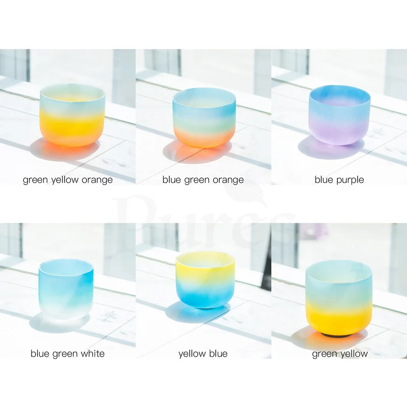 8-inch Rainbow Color Crystal Singing Bowl Seven Chakra Yoga Sound Therapy Bowl