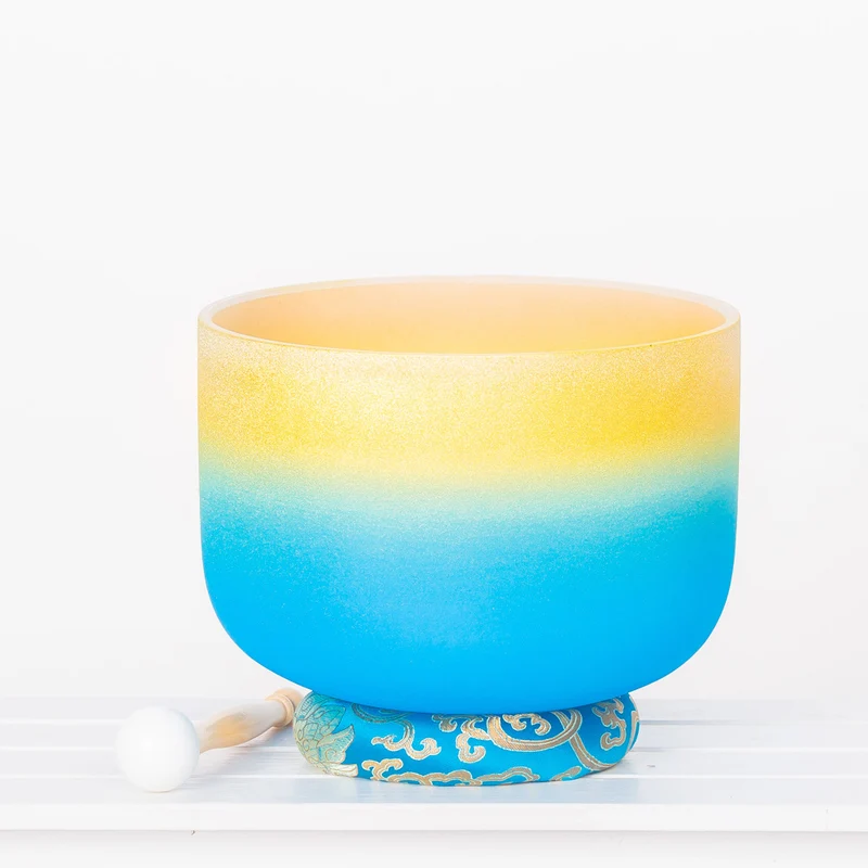 8-12 Inches Crystal Singing Bowl 440/432Hz Gilding 7 Colors Chakra Bowl Quartz Singing Sound Healing Bowl