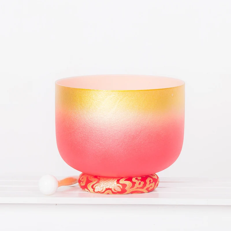 8-12 Inches Crystal Singing Bowl 440/432Hz Gilding 7 Colors Chakra Bowl Quartz Singing Sound Healing Bowl