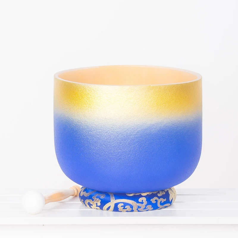 8-12 Inches Crystal Singing Bowl 440/432Hz Gilding 7 Colors Chakra Bowl Quartz Singing Sound Healing Bowl