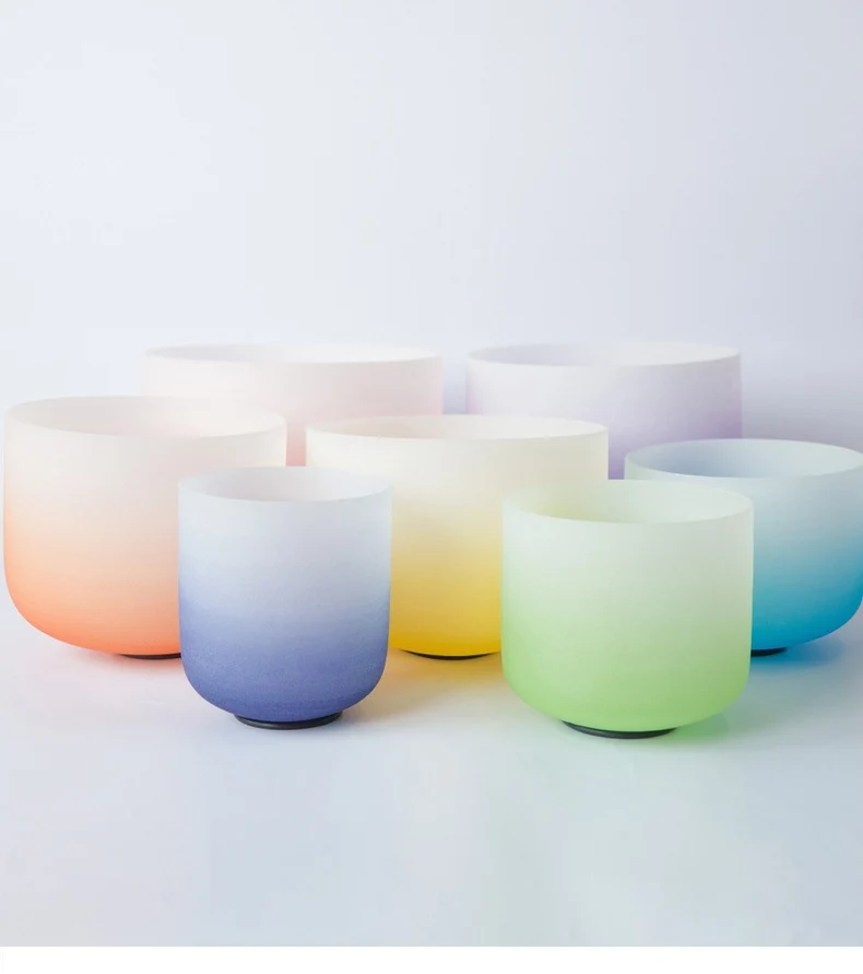Crystal Singing Bowl Gradient Color Sound bowls quartz chakra bowls for meditation cleansing