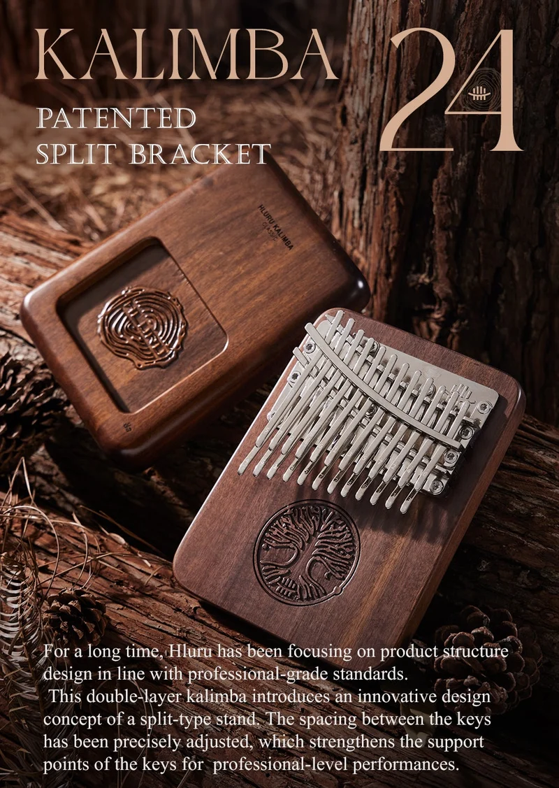 34 keys kalimba Hluru Tree of Life Thumb Piano Double Layer Black Walnut Chromatic Kalimba