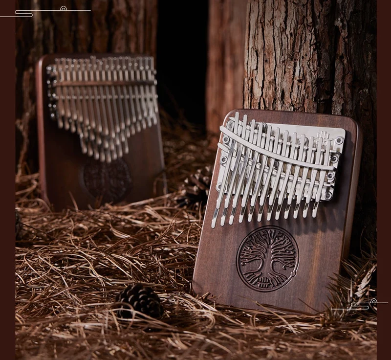 34 keys kalimba Hluru Tree of Life Thumb Piano Double Layer Black Walnut Chromatic Kalimba