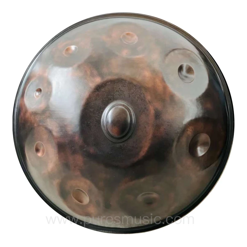 Dragon Flame Ash Handpan Drum Nitrided Steel 22 Inches D Minor Scale Hang Drum