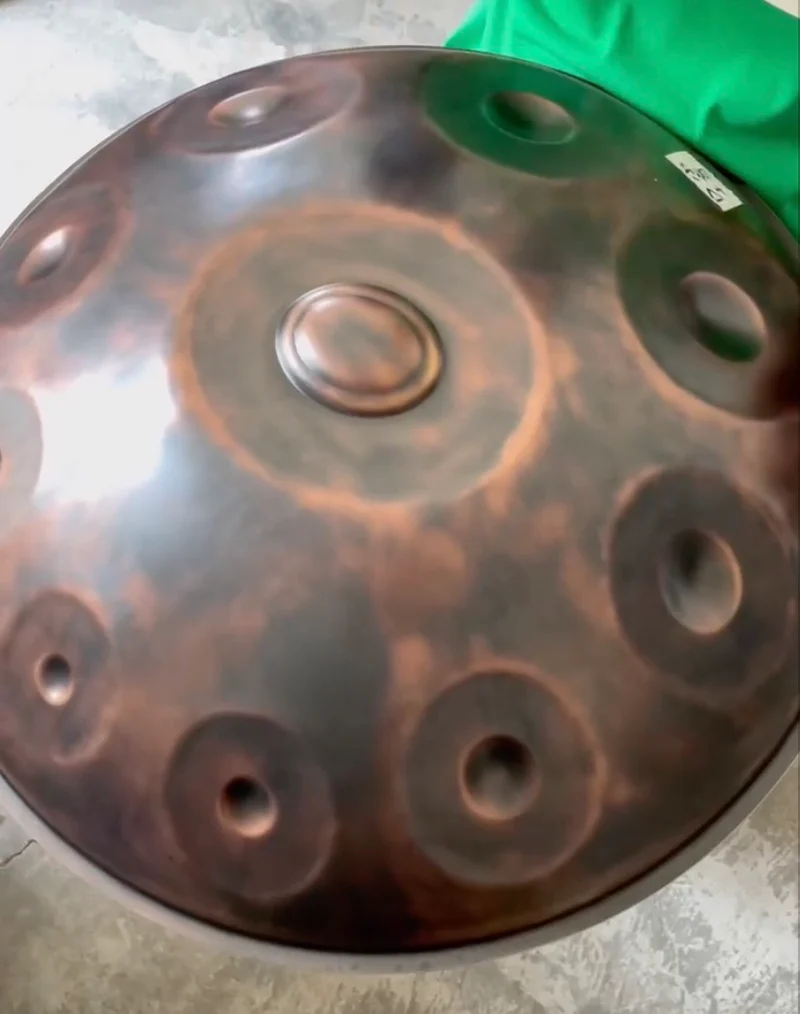Dragon Flame Ash Handpan Drum Nitrided Steel 22 Inches D Minor Scale Hang Drum