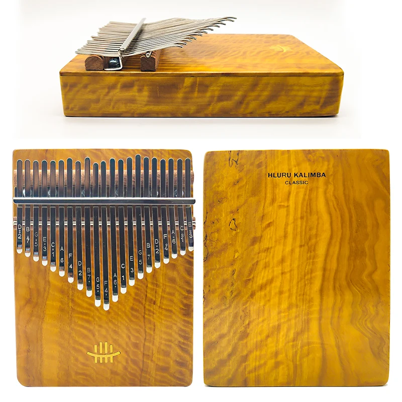 Hluru Phoebe Zhennan Kalimba 17-21 Key Golden Wave Grain Pattern Mbira Finger Thumb Piano Calimba
