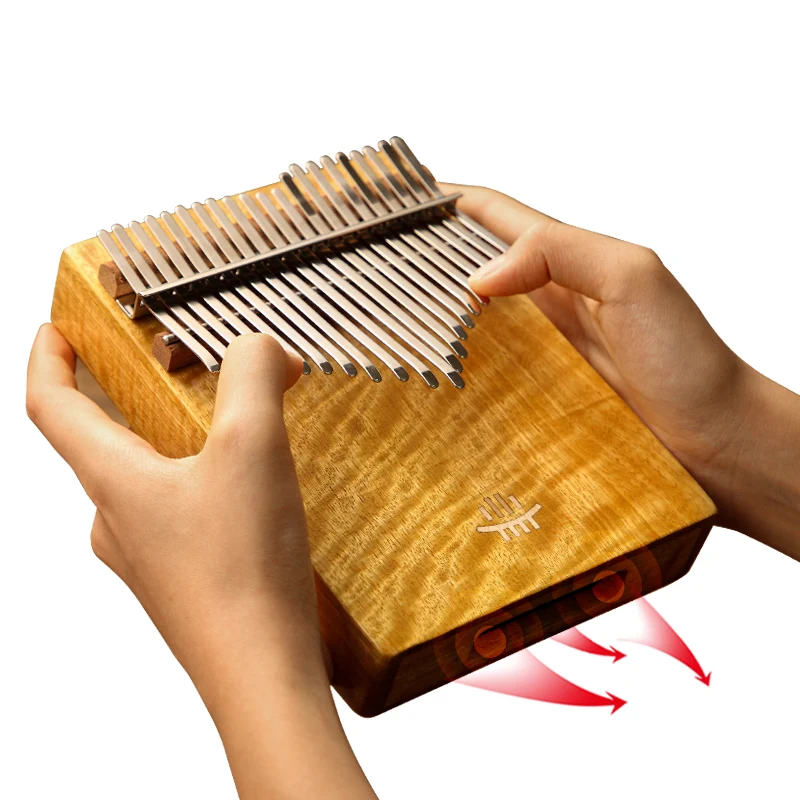Hluru Phoebe Zhennan Kalimba 17-21 Key Golden Wave Grain Pattern Mbira Finger Thumb Piano Calimba