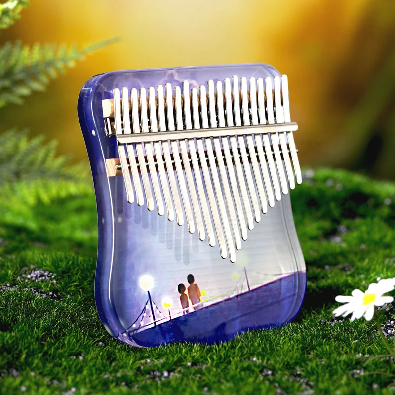 Natural Scenery Acrylic Kalimba 21 Key Resin Transparent Mbira Finger Thumb Piano