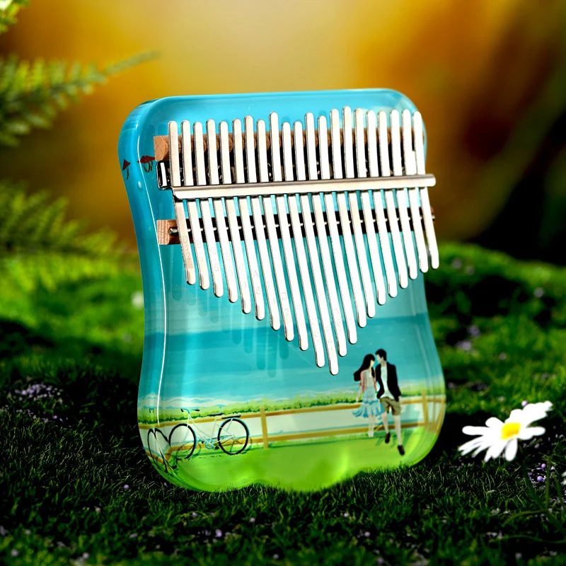 Natural Scenery Acrylic Kalimba 21 Key Resin Transparent Mbira Finger Thumb Piano