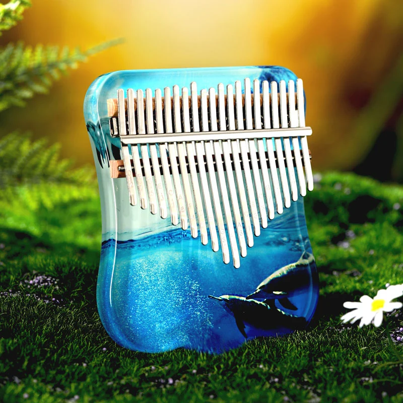 Natural Scenery Acrylic Kalimba 21 Key Resin Transparent Mbira Finger Thumb Piano