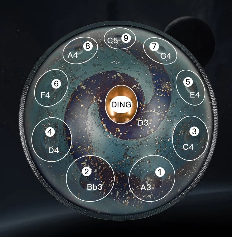 Milky Way Galaxy 432Hz-440Hz Handpan 10 Notes 22 Inches Hang Drum