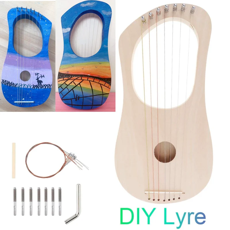 DIY Lyre Harp Kit For Sale Handwork Painting Lyre Instrument for Beginner Kid Children