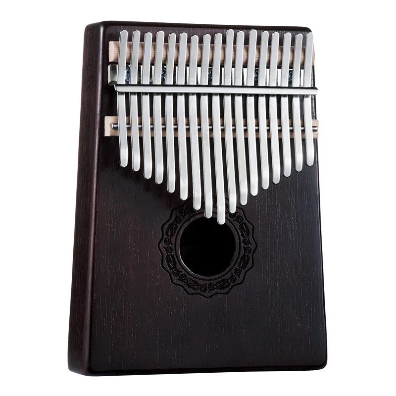 Hluru Retro 17 key Hollow Kalimba Front Middle Hole Thumb Piano Vintage Mahogany