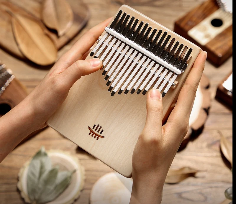 Hluru flat board classic 17 key solid kalimba thumb piano Maple Acacia Rosewood