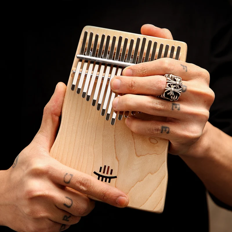 Hluru 17 Key Waist shape Armrest Kalimba Thumb Piano wooden plate mbira Walnut Maple