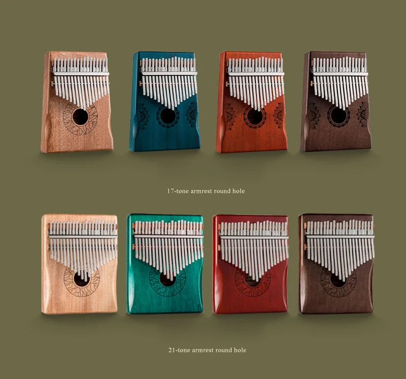 Hluru Huashu 21 Keys Lotus Hollow Kalimba Leaf Texture Mahogany Wood Thumb Piano