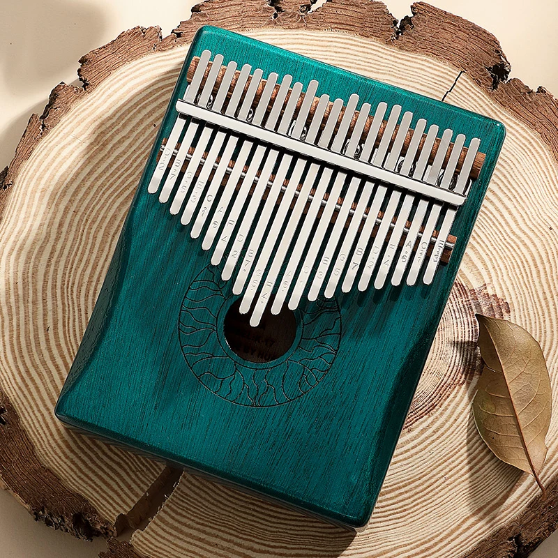 Hluru Huashu 21 Keys Lotus Hollow Kalimba Leaf Texture Mahogany Wood Thumb Piano