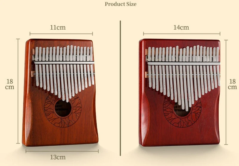 Hluru Huashu 21 Keys Lotus Hollow Kalimba Leaf Texture Mahogany Wood Thumb Piano