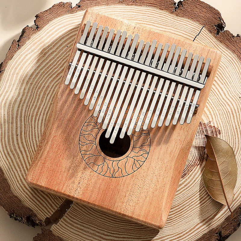 Hluru Huashu 21 Keys Lotus Hollow Kalimba Leaf Texture Mahogany Wood Thumb Piano