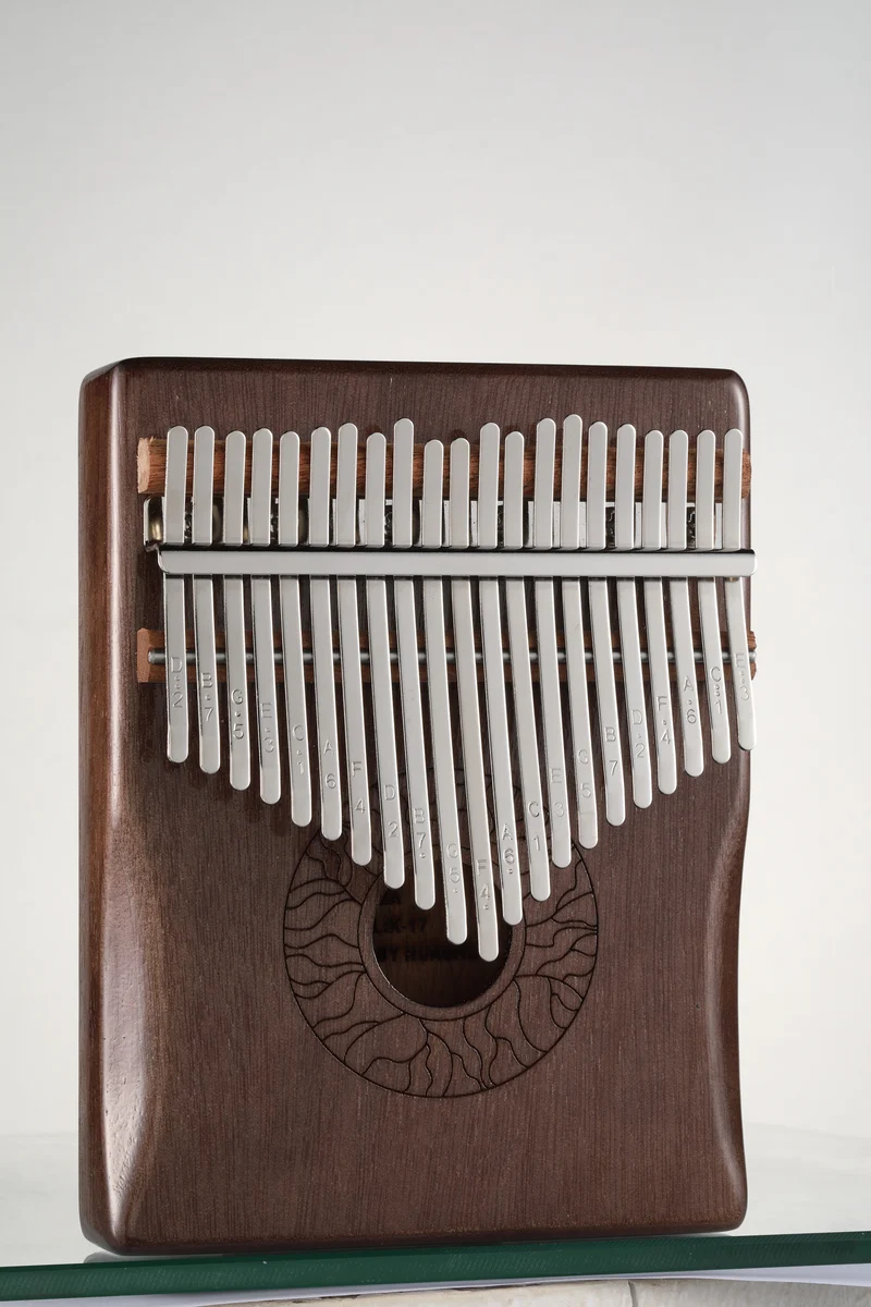 Hluru Huashu 21 Keys Lotus Hollow Kalimba Leaf Texture Mahogany Wood Thumb Piano