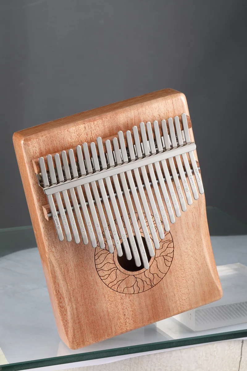 Hluru Huashu 21 Keys Lotus Hollow Kalimba Leaf Texture Mahogany Wood Thumb Piano