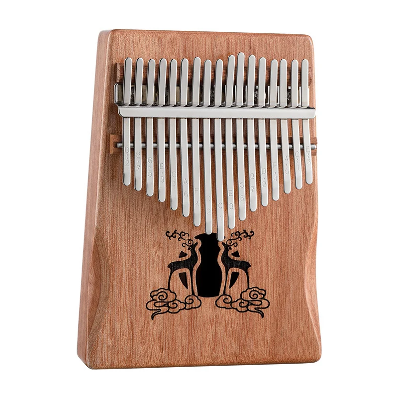 Hluru Huashu 17 Key Reindeer Hollow Kalimba Mahogany Wood Finger Thumb Piano