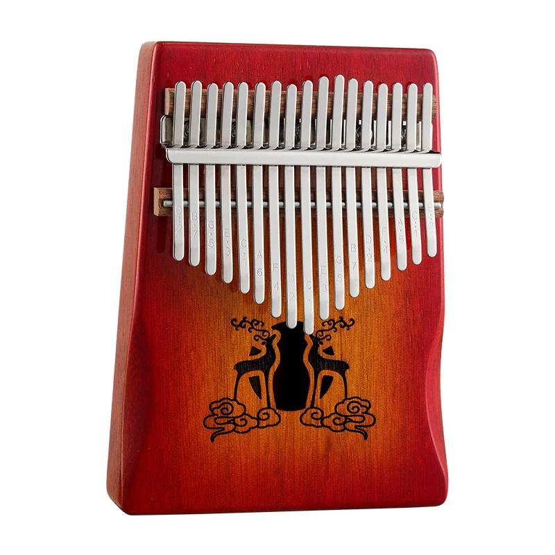 Hluru Huashu 17 Key Reindeer Hollow Kalimba Mahogany Wood Finger Thumb Piano