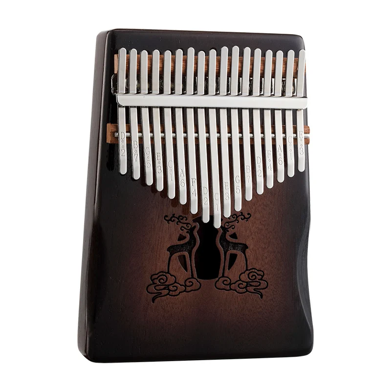 Hluru Huashu 17 Key Reindeer Hollow Kalimba Mahogany Wood Finger Thumb Piano