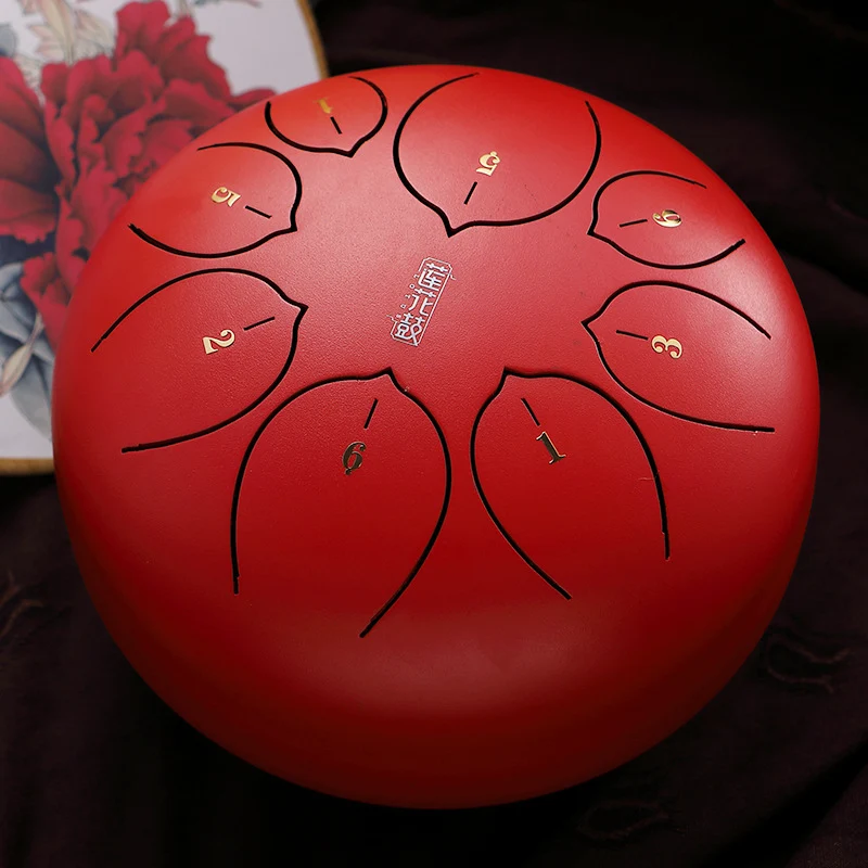 Huashu 8 Inch 8 Notes Steel Tongue Drum - Compact Rain Drum for Beginners, Kids