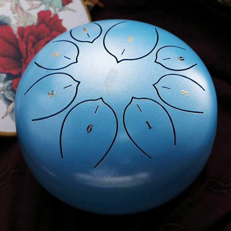 Huashu 8 Inch 8 Notes Steel Tongue Drum - Compact Rain Drum for Beginners, Kids