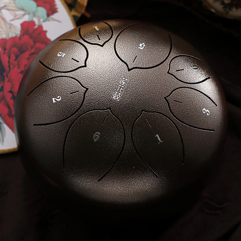 Huashu 8 Inch 8 Notes Steel Tongue Drum - Compact Rain Drum for Beginners, Kids