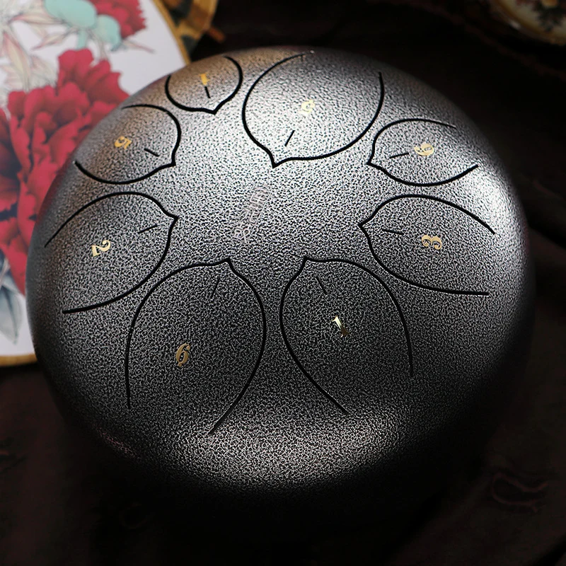 Huashu 8 Inch 8 Notes Steel Tongue Drum - Compact Rain Drum for Beginners, Kids