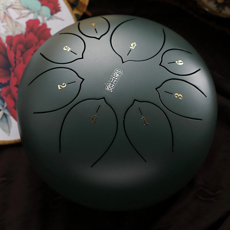 Huashu 8 Inch 8 Notes Steel Tongue Drum - Compact Rain Drum for Beginners, Kids