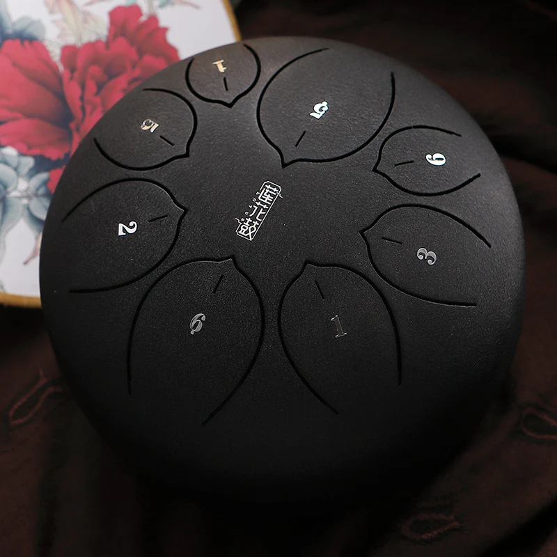 Huashu 8 Inch 8 Notes Steel Tongue Drum - Compact Rain Drum for Beginners, Kids