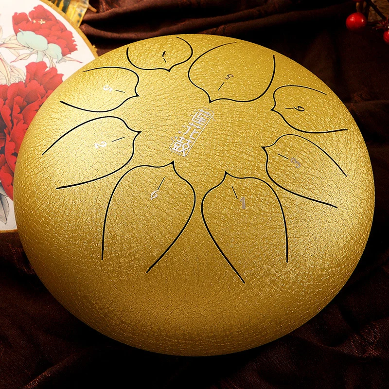 Huashu 8 Inch 8 Notes Steel Tongue Drum - Compact Rain Drum for Beginners, Kids