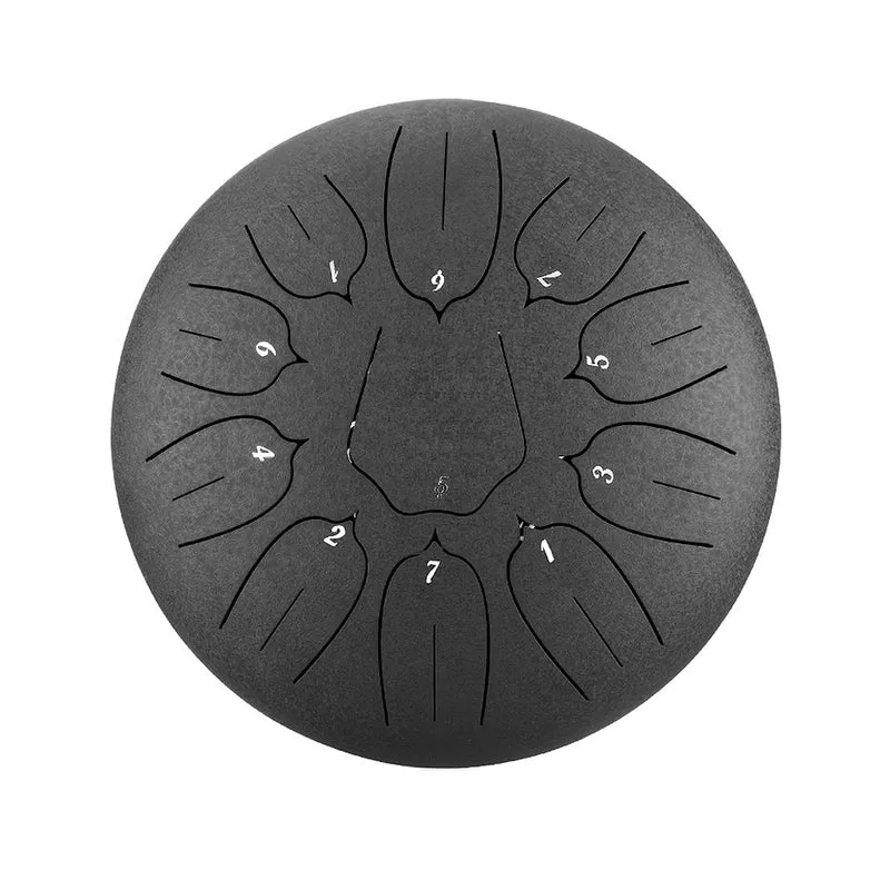 Hluru 12-Inch 11-Note Lotus Steel Tongue Drum for Sound Healing & Meditation