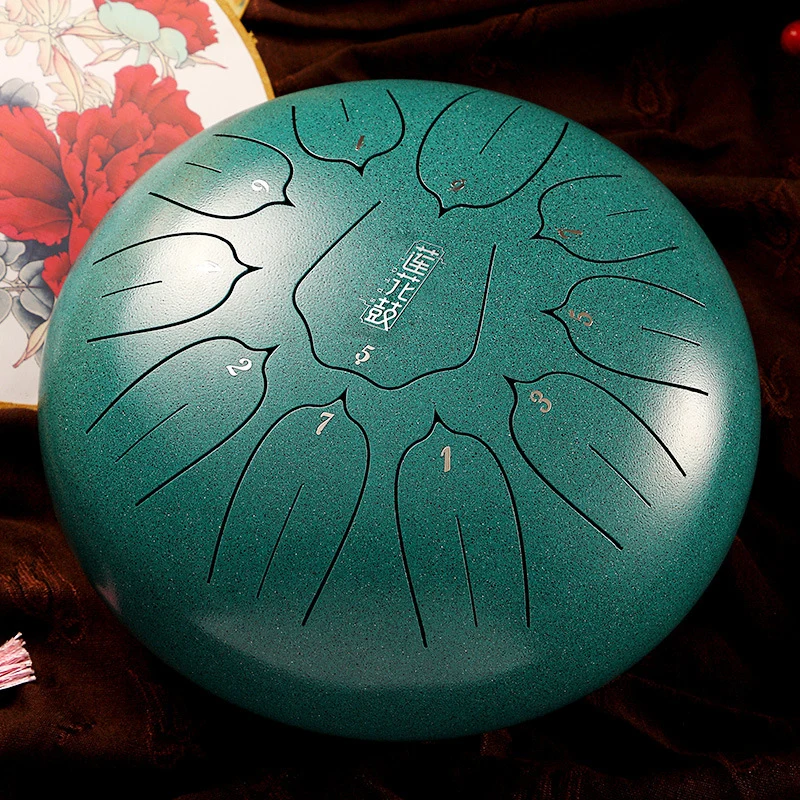 Hluru 12-Inch 11-Note Lotus Steel Tongue Drum for Sound Healing & Meditation