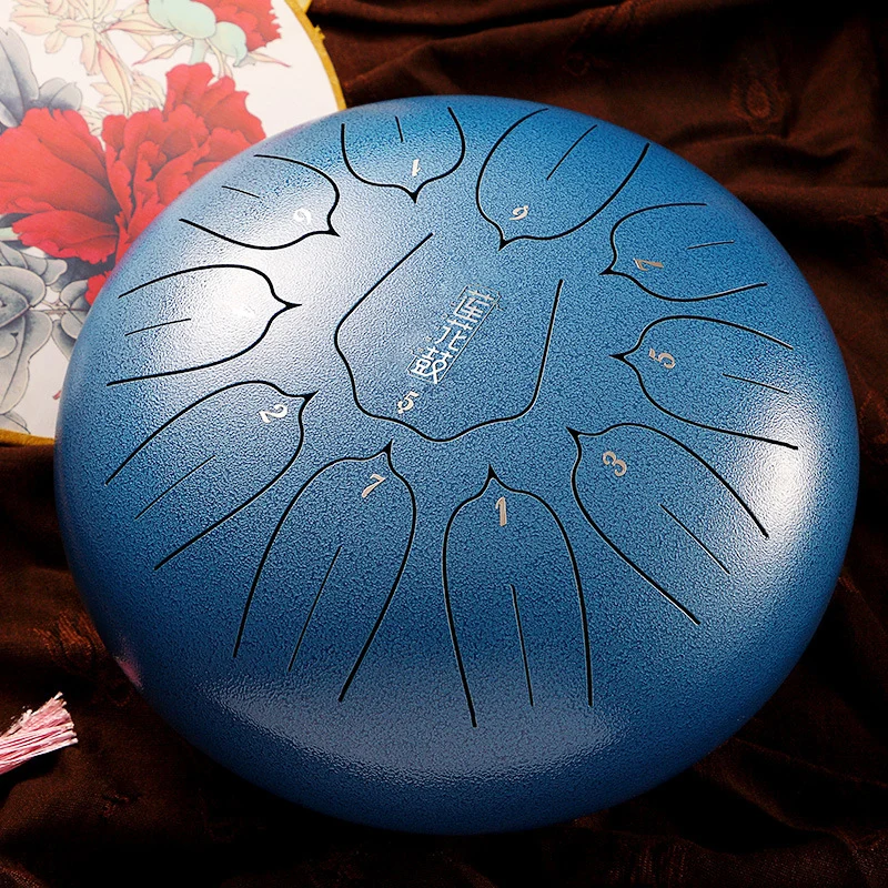 Hluru 12-Inch 11-Note Lotus Steel Tongue Drum for Sound Healing & Meditation