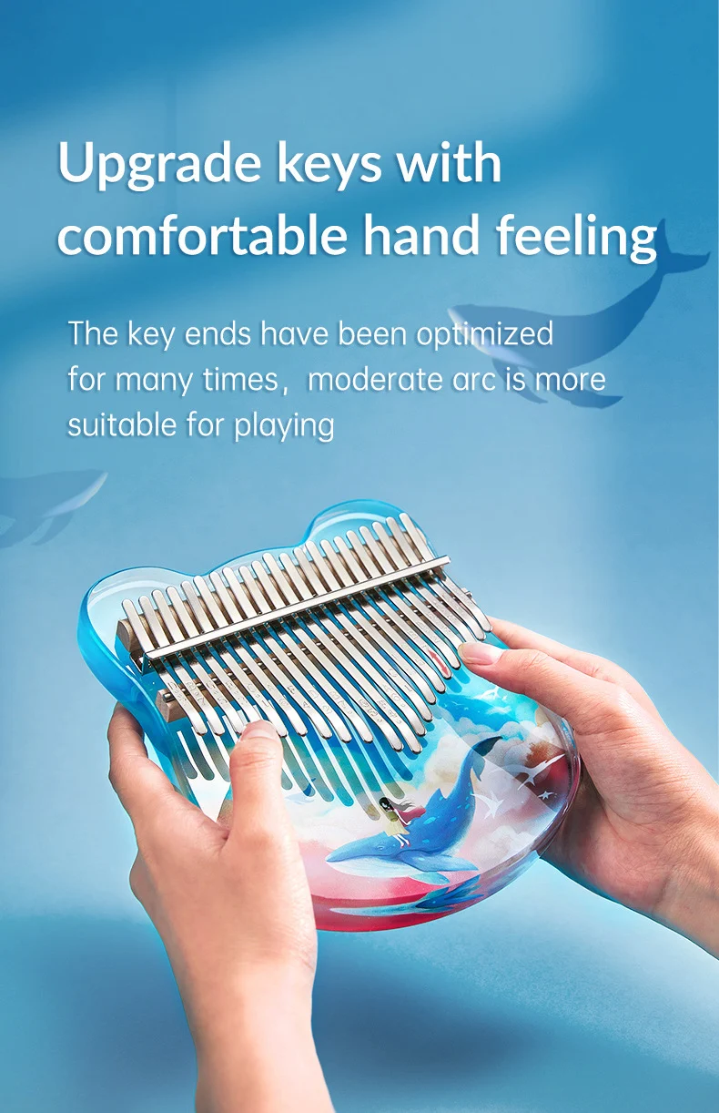 Zani Dream Cat Whale Kalimba Transparent Acrylic Finger Thumb Piano