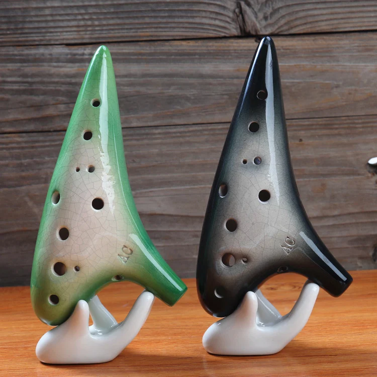 Gradient Ice Crack 12 Hole Alto C Flute Ceramic Ocarina