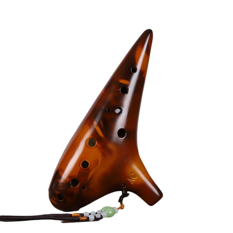 Amber Color 12 Hole Alto C Ocarina Flute Ceramic Ocarina