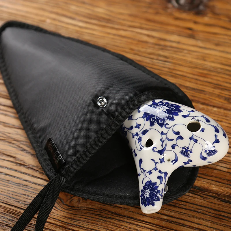 12 Hole Ocarina Alto C Floral Blue & White Porcelain Flute