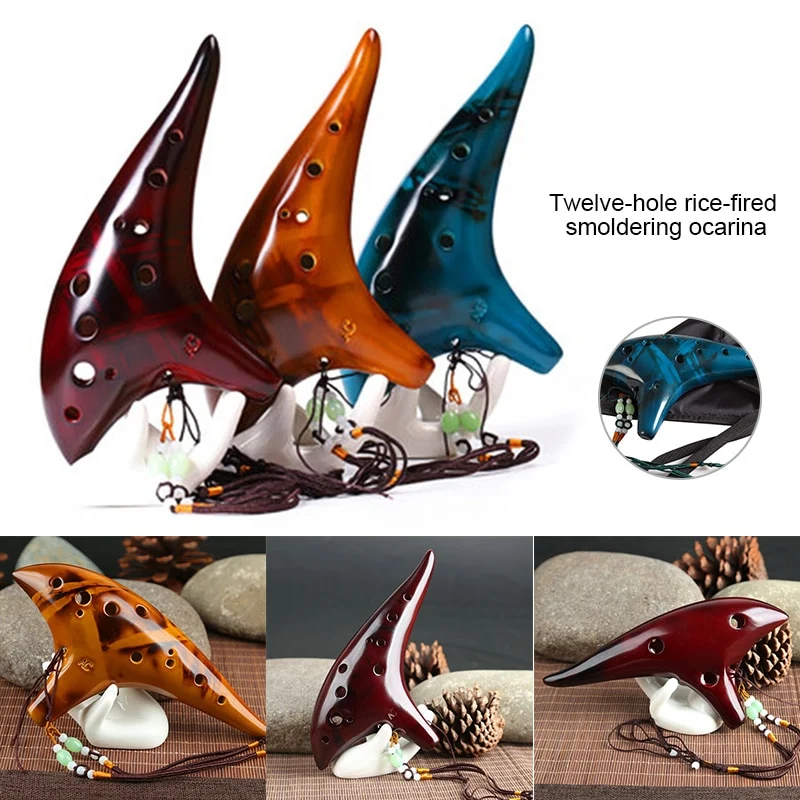 12 Hole Ocarina Flute Alto C Smoked Ocarina Beginner Instrument