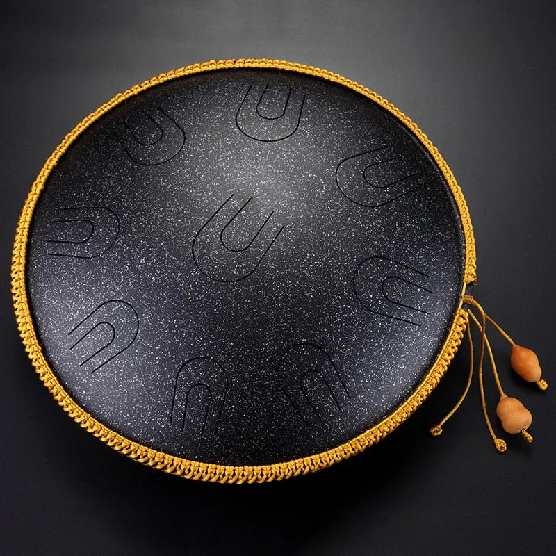 Hluru Copper steel 9 notes 14 inches D tones tongue drum Meditation Handpan tank hang drum