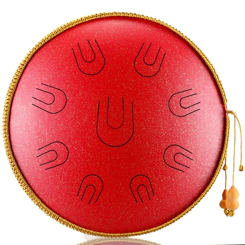 Hluru Copper steel 9 notes 14 inches D tones tongue drum Meditation Handpan tank hang drum