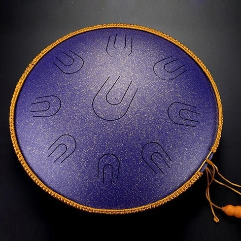 Hluru Copper steel 9 notes 14 inches D tones tongue drum Meditation Handpan tank hang drum