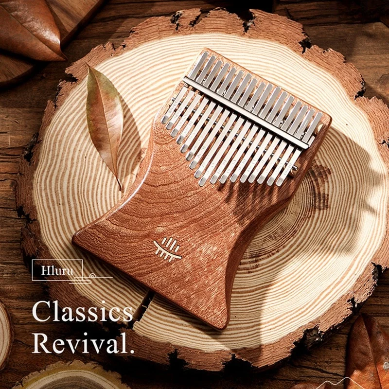 Hluru Flat Board 17 keys Solid Kalimba Rosewood/Sapele Cup-shaped Thumb Piano for Beginner