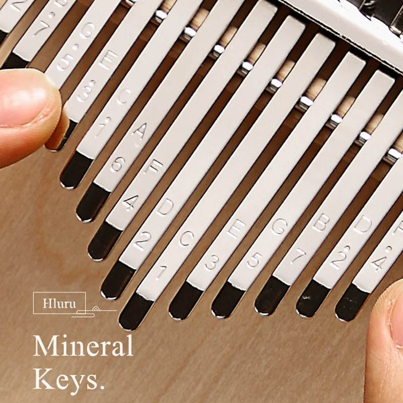 Hluru Flat Board 17 keys Solid Kalimba Rosewood/Sapele Cup-shaped Thumb Piano for Beginner