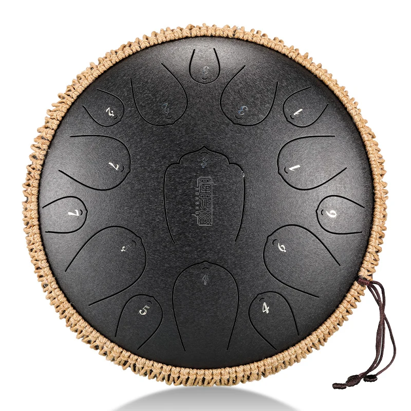 Hluru Huashu Upgrade D Key 15 notes 14 inches Lotus Carbon tongue drum